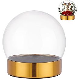 NBEADS Clear Glass Dome, 5.04×4.72 Inch Ball-Shaped Clear Glass Display Case with 304 Stainless Steel Base Decorative Display Dome Case for Plants Flower Display Photos Medals Decoration