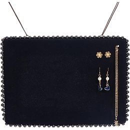 NBEADS Velvet Earrings Organizer Holder, Wall Mounted Jewelry Display Stand with Pearl Decor and Iron Hangers for Earring Studs Hair Clips Hanger, Black, 12.2×8.66"