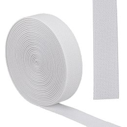 GORGECRAFT 5.5Yds Twill Woven Elastic Band 1" Wide White Polyester Elastic Bands Flat Double-Side Knit High Elasticity Band Elastic Spool Heavy Stretch Strap Knitting for Sewing Crafts Waistband