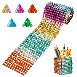 AHANDMAKER 12-Row Resin Spike Stud Cone Flatback Punk Rock Trim Mesh Bead Craft, Colorful, 97mm, 1 yard, about 0.9144m/set