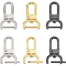 PandaHall Elite 6pcs 3 Colors D-Rings Swivel Snap Hooks, 0.74 Inch Rotatable Push Gate Clip Lobster Claw Clasp Detachable Snap Hook Swivel Clasp for DIY Bag Purse Keychain Dog ID Tags Leather Craft