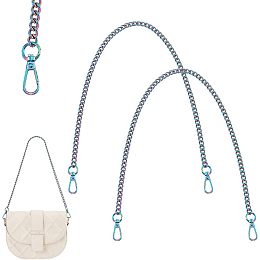 PandaHall Elite 2PCS 23" DIY Metal Chain, Rainbow Purse Chain Strap Shoulder Cross Body Replacement Straps with Alloy Swivel Clasp for DIY Woven Leather Purses Handbags Making