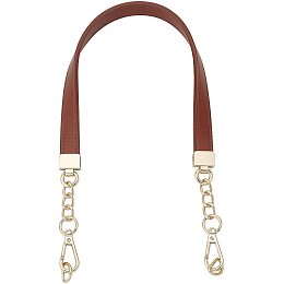 Arricraft Purse Handle Chain Strap 24.2inch PU Leather Shoulder Strap with Gold Metal Hardware Replacement Chain Strap for Handbag Crossbody Bag Clutch Bag Accessories DIY Bag Making Supplies, Brown