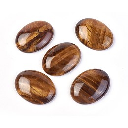 Honeyhandy Natural Tiger Eye Cabochons, Oval, 40x30x8~8.5mm