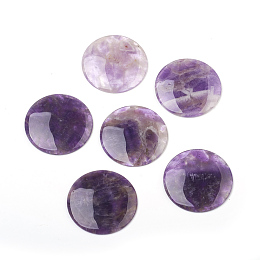 Honeyhandy Natural Amethyst Cabochons, Flat Round, 37x4mm