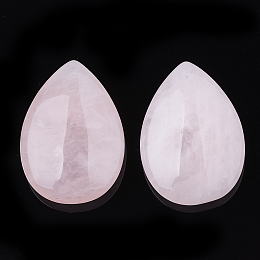 Honeyhandy Natural Rose Quartz Pendants, teardrop, 34~35.5x24~25x9mm, Hole: 1mm