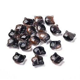 Honeyhandy Glass Beads, for Jewelry Making, Cat, Black, 12.5x14x6.5mm, Hole: 1mm