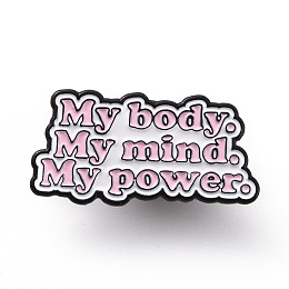 Honeyhandy Word My Body My Mind My Power Enamel Pin, Electrophoresis Black Alloy Feminism Brooch for Backpack Clothes, Flamingo, 15.5x30.5x2mm, Pin: 1.2mm.