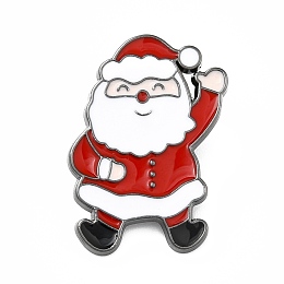 Honeyhandy Santa Claus Enamel Pin, Christmas Alloy Badge for Backpack Clothes, Gunmetal, Red, 30x22x1.5mm