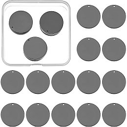 BENECREAT 25 Pack 25mm Stamping Blank Flat Round Tag Pendant Charms with Storage Box for Bracelet Necklace Jewelry DIY Craft Making, Gunmetal