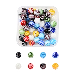 Honeyhandy 48Pcs Handmade Millefiori Glass Beads, Round, Mixed Color, 8mm, Hole: 1mm