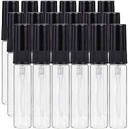 BENECREAT 30PCS 5ml Mini Fine Mist Spray Bottle Transparent Glass Travel Empty Atomiser Spray Bottles with Black Pump Lid for Perfume, Toiletries Liquid, Cosmetic