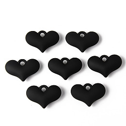 Honeyhandy Rubberized Style Acrylic Pendants, Puffed Heart, Black, 25x37x10mm, Hole: 4.5mm