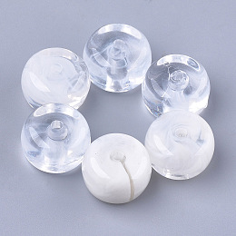 Honeyhandy Acrylic Beads, Imitation Gemstone, Rondelle, Clear & White, 15x10mm, Hole: 2mm, about 310pcs/500g