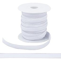 FINGERINSPIRE 20 Yards Non-Slip Silicone Elastic Grip Tape 0.47inch Wide Gripper Cord Ribbon White Silicone Gripper Elastic Band Non-Slip Sewing Elastic Band for Garment Wig Wristband Sewing Project