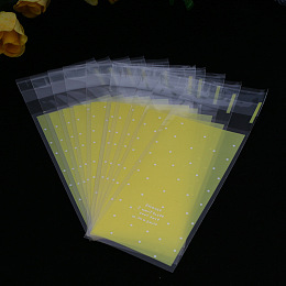 Honeyhandy Rectangle Plastic Cellophane Bags, for Lipstick Packaging, Polka Dot Pattern, Yellow, 13x5cm, Unilateral Thickness: 0.035mm, Inner Measure: 10x5cm, about 96~100pcs/bag