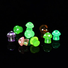 Honeyhandy Luminous Resin Display Decorations, Glow in the Dark, Mushrooms, Mixed Color, 12.5x11mm