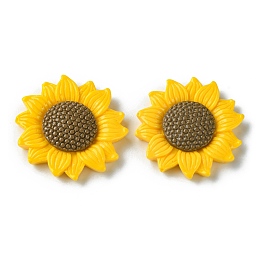 Honeyhandy Opaque Resin Cabochons, Sunflower, Gold, 6x30mm