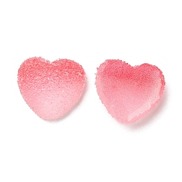 Honeyhandy Resin Cabochons, Two Tone, Heart, Flamingo, 15~15.5x16.5~17x7mm