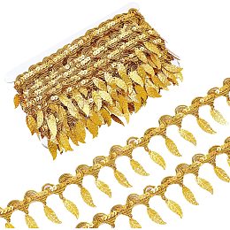 AHANDMAKER 10 Yards Bow Tie Shaped Sequin Tassel Trim, 2 Inch Width Belly Dance Tassels Trim Fringe Lace, for Clothing Belt Hat Decoration Sewing (Gold)