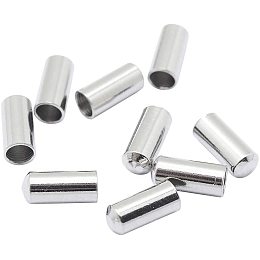 UNICRAFTALE 20 PCS Stainless Steel Column End Caps Leather Cord Ends Leather Cord Terminators for Jewelry Making 7x3mm Inner Diameter 2mm, Silver