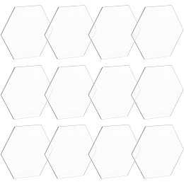 BENECREAT 12PCS 3.4x3.9 Inch Clear Acrylic Sheet 3mm Thick Hexagon Plexiglass Cast Sheet for Decoration, Wedding Table Sign, Coasters and Other DIY Project