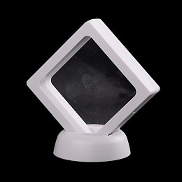 Honeyhandy Plastic Frame Stands, with Transparent Membrane, For Ring, Pendant, Bracelet Jewelry Display, Rhombus, White, 9x9x5.5cm