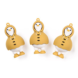 Honeyhandy PVC Plastic Cartoon Pendants, for DIY Keychain Making, Duck Pattern, 59x31x32mm, Hole: 2mm