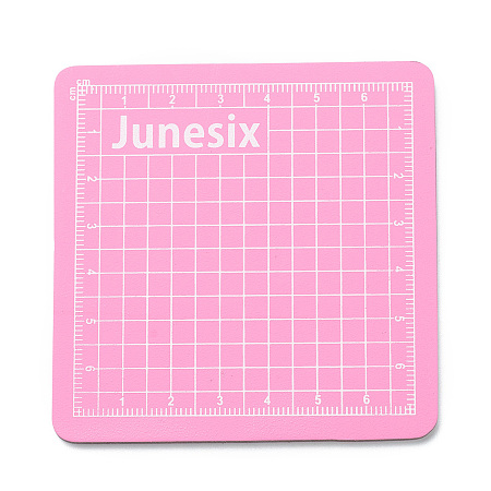 Honeyhandy PVC Cutting Mat Pad, with Scale, for Desktop Fine Manual Work Leather Craft Sewing DIY Punch Board, Pearl Pink, 8x8x0.3cm