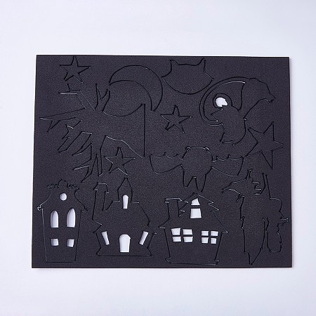 Honeyhandy Sponge EVA Sheet Foam Paper Sets, With Adhesive Back, Kids Handmade DIY Scrapbooking Craft, Halloween Theme, Black, 19.6x16.2x0.19cm