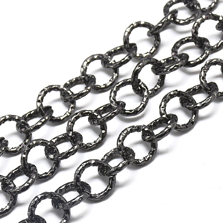 ARRICRAFT Aluminium Rolo Chains, Belcher Chain, Textured, with Spool, Unwelded, Gunmetal, 11.5x2mm, about 32.8 Feet(10m)/roll