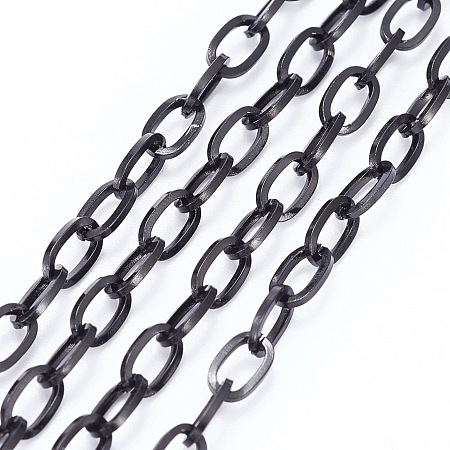 Honeyhandy 304 Stainless Steel Cable Chains, Unwelded, with Spool, Flat Oval, Electrophoresis Black, 7x4x0.8mm, about 32.8 Feet(10m)/roll