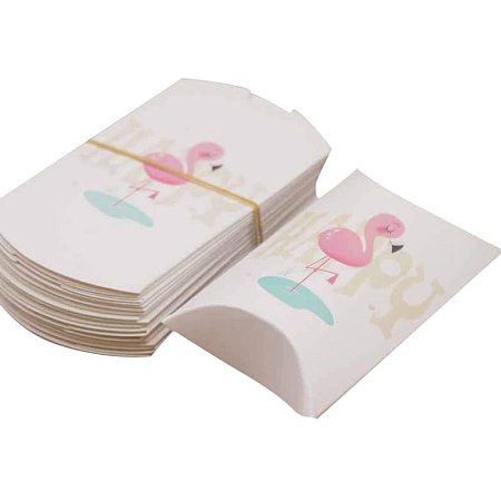 CHGCRAFT About 100pcs Paper Pillow Gift Boxes Packaging Boxes Party Favor Sweet Candy Box with Flamingo Shape Pattern White Gift Box for Wedding Baby Birthday Party Favor Supplies