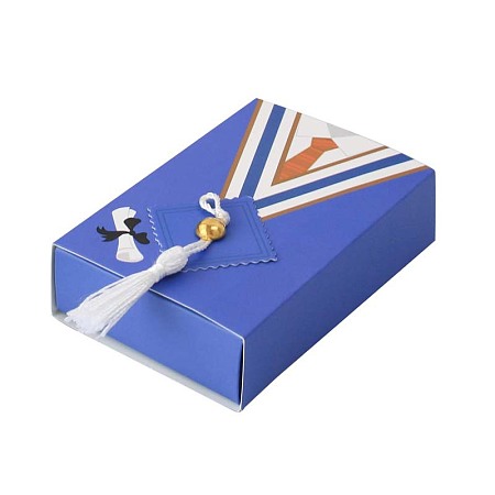 SUPERFINDINGS Graduation Gown Rectangle Paper Drawer Candy Boxes, with Tassels, for Graduation Party, Cornflower Blue, Finish Product: 10.04x6.9x2.7cm