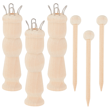 OLYCRAFT 3 Set French Knitter Spool Knitting Doll DIY Knitting Spool with Needle Wooden Crochet Machine for Making Bracelets Necklaces Decorations Craft Yarn Wool Knitting