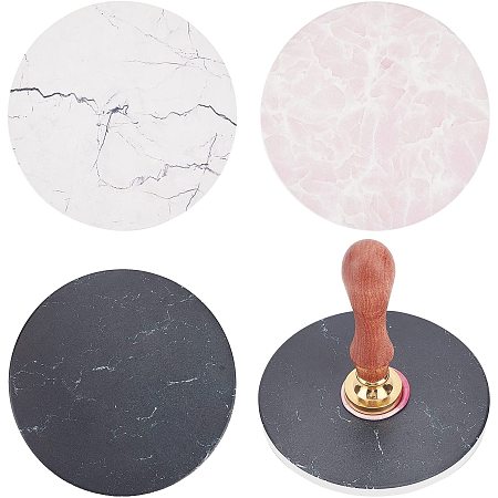 CRASPIRE Wax Seal Set Ceramic 3 Pcs Marble Coasters Round Absorbent Coasters Colorful Ceramic Coasters Ceramic Stone Design for Wax Seal Stamp Cooling Tool Tabletop Protection