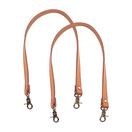 PandaHall Elite 2 pcs 22 Inch Brown Leather Replacement Handles Purses Straps Handbags Shoulder Bag Strap with Antique Bronze Swivel Lobster Buckles