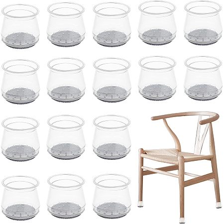 AHANDMAKER 20 Pcs Silicone Furniture Foot Protector Pads, Chair Leg Floor Protectors with Felt Pads, Chair Leg Covers, Stool Leg Protectors Caps to Protect Floor and Reduce Noise(Gray)