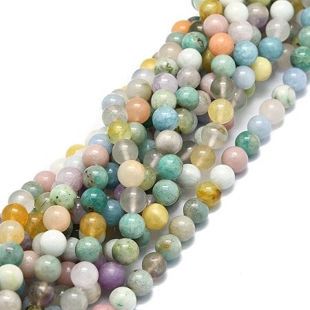 Natural Mixed Gemstone Beads Strands, Natural Amazonite & Angelite & Pink Opal & Myanmar Jade, Round, 8mm, Hole: 1mm, about 48pcs/strand, 15.55''(39.5cm)