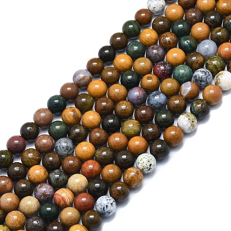 Natural Ocean Jasper Beads Strands, Round, 8mm, Hole: 1mm, about 48pcs/strand, 15.55 inch(39.5cm)