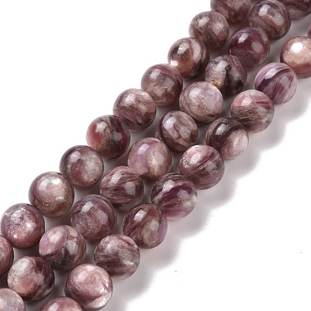 Natural Lepidolite/Purple Mica Stone Beads Strands, Grade A, Round, 8mm, Hole: 0.9mm, about 49pcs/strand, 15.75 inch(40cm)