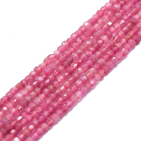 Honeyhandy Natural Tourmaline Beads Strands, Faceted, Cube, 2x2x2mm, Hole: 0.6mm, about 182pcs/strand, 15.16''~15.55''(38.5~39.5cm)