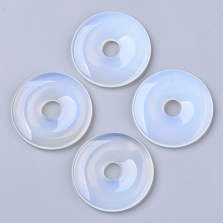 Honeyhandy Opalite Pendants, Donut/Pi Disc, Donut Width: 20mm, 50x6.5mm, Hole: 10mm