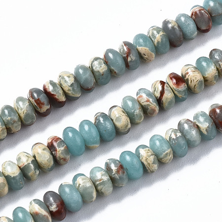 Arricraft Synthetic Aqua Terra Jasper  Beads Strands, Rondelle, 4~5x2mm, Hole: 0.8mm, about 157~162pcs/strand, 14.96~15.35 inch(38~39cm)