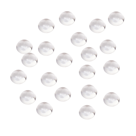 PandaHall Elite 20pcs 10mm Half Round Flat Back Clear Glass Dome Cabochons, for Photo Pendant Craft Jewelry Making