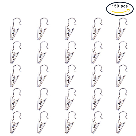 PandaHall Elite 150 Pack Silver Iron Curtain Clips With Hook for Curtain, Photos, Home Decoration Outdoor Party Wire Holder DIY
