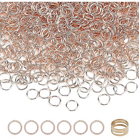 PandaHall Elite 860 pcs Open Jump Rings, 8mm 21 Gauge Iron O Rings Chain Connectors Jewelry Findings with 1 pc Jump Ring Opener for Earring Bracelet Necklace Pendants Jewelry DIY Craft Making, Rose Gold