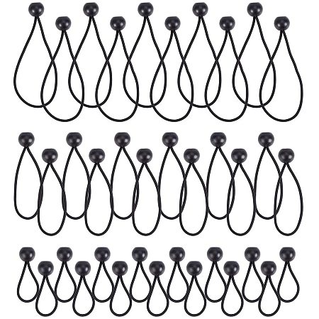 NBEADS 36 Pcs Ball Bungee Cords, Black Bungee Cord Loop Straps with Plastic Balls Heavy Duty Elastic String for Canopy Tarp Camping Cargo Tent