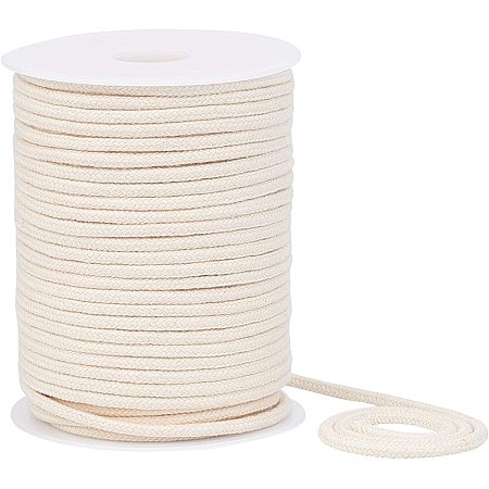 BENECREAT 4mm 45 Yard Cotton Cord Trim Piping String Off-White Crafts Welt Cord with Spool for DIY Crafts, Wall Hangings, Plant Hangers, Gift Wrapping, Weaving Basketry and Tapestry