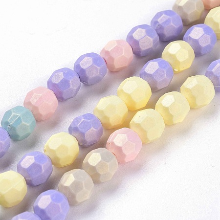 Arricraft Spray Painted Resin Beads Strands, Faceted, Rubberized Style, Round, Mixed Color, 10x9.6mm, Hole: 1.5mm; about 38pcs/Strand, 14.96''(38cm)